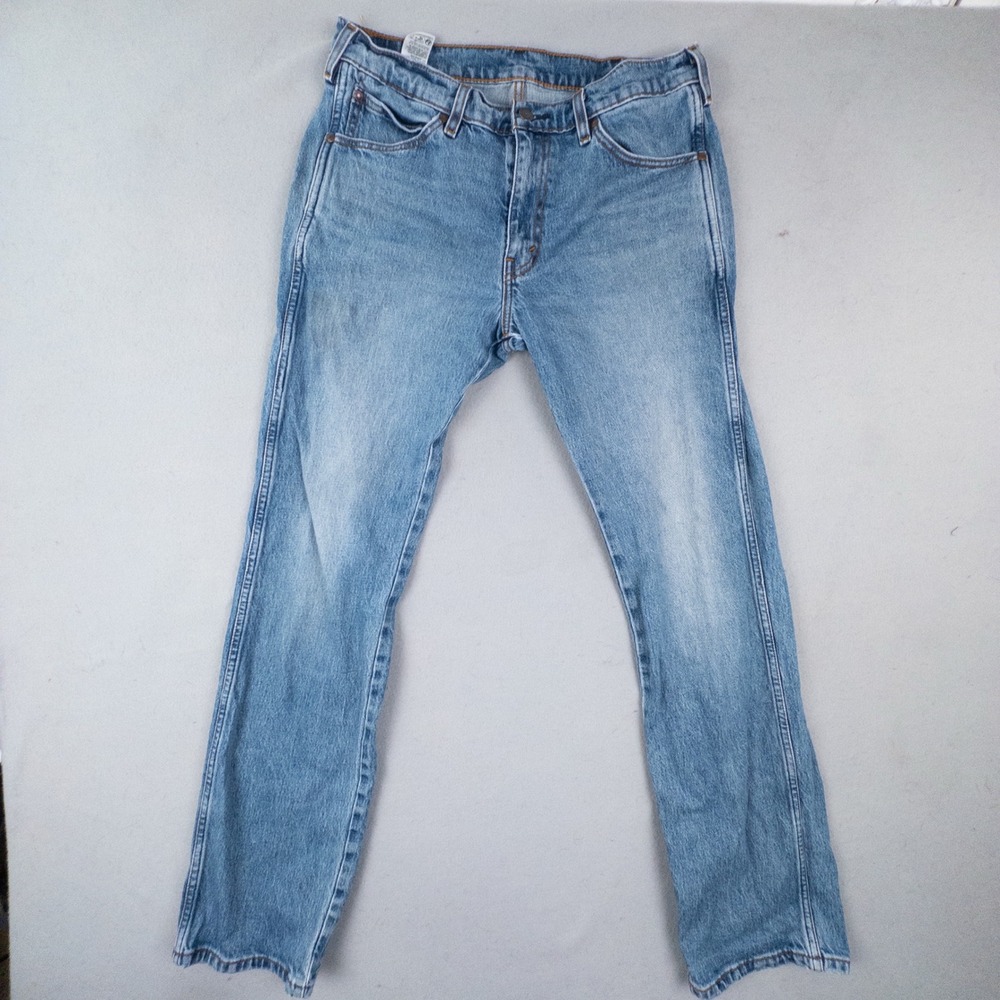 Levis 557 Relaxed Bootcut Jeans Light Wash Blue Denim Mens 33x34 Cowboy Tailor